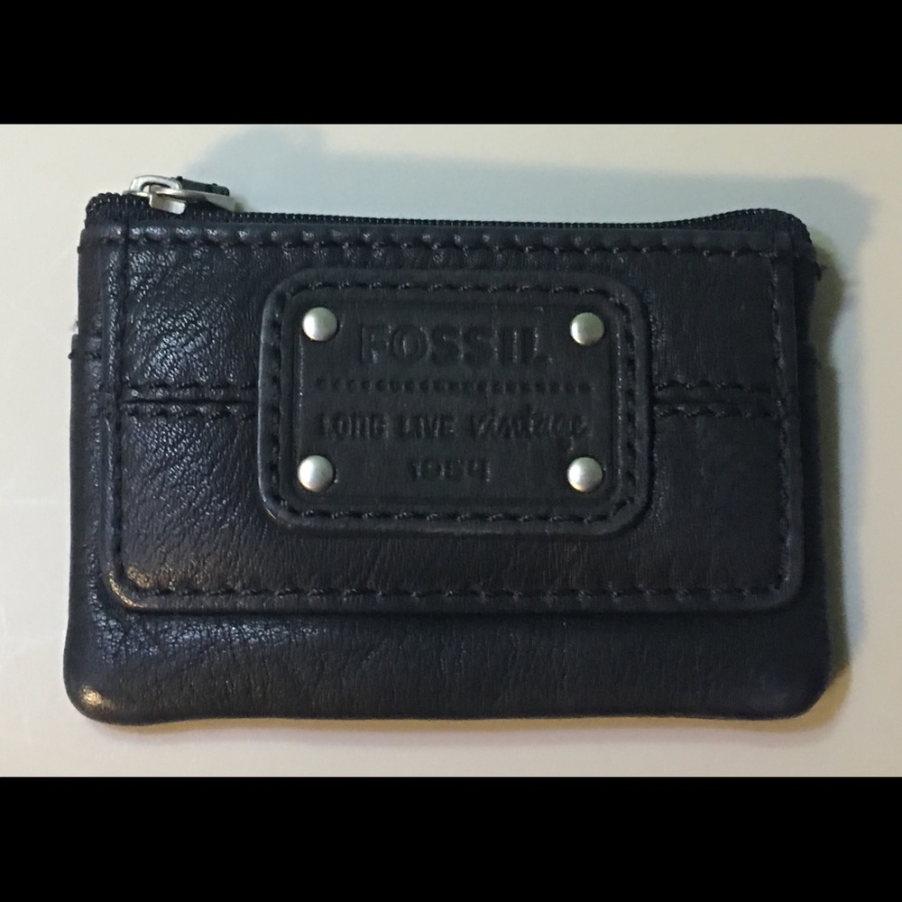 Fossil ID holder black leather